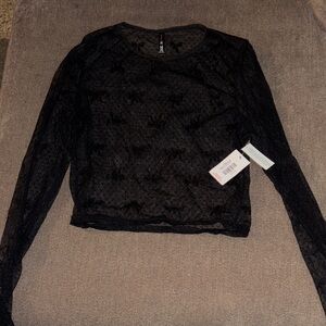 Chic Black Sheer Lace Blouse